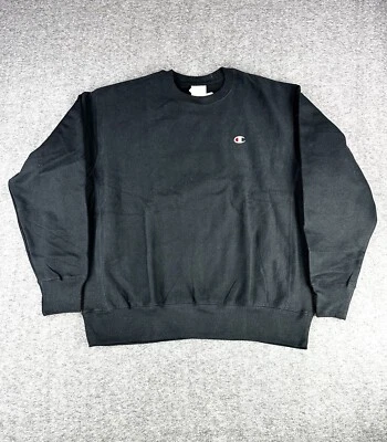 Vintage Champion Reverse Weave Sweatshirt Mens XL Black Pullover Crewneck NWT