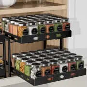 Pull Out Spice Rack Organizer for Cabinet, 2-Tier Cabinet Spice Rack Organize...