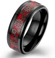 [ATRVWPO] Titanium Inlaid Carbon Fiber Ring, Fashionable Men's Inlaid Ring