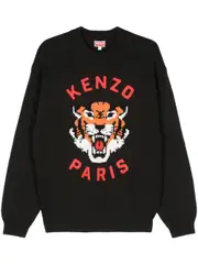 [Kenzo] Lucky Tiger-intarsia sweater S Black