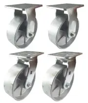 6" x 2" Steel Wheel Caster - 2 Swivels & 2 Rigids