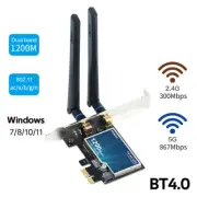 PCIE Wireless AC 1200Mbps WiFi Bluetooth Card Dual Band PCI-E Network Adapter PC
