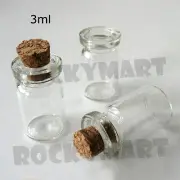 Lot of 6 - 3ML Vials W/ Cork Bottle Perfume Fragrance Potion Sample Container