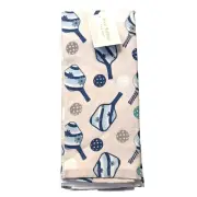 Isaac Mizrahi Pickle Ball Set of 3 Kitchen Towels Paddles Balls Blue White Gray