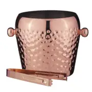 Spencer Copper Hammered Stainless Steel 13cm Ice Cooler Bucket w/Tongs Container