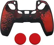 Anti-Slip Silicone Cover for PS5 Controller, Soft Rubber PS5 Controller Skin with 2 Sets PS5 Controller Grips, Sweat-Absorbent, Textured PS5 Skin, Compatible with PS5 DualSense Edge, PS5 Controller Ca