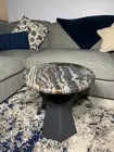 Handmade Epoxy Side Table 18" Round Tabletop 17"-23" High - Marble/Granite Style