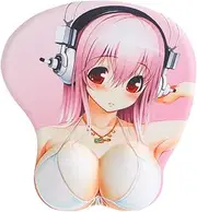 ASCENDONS Cute Soft Sexy Cartoon Girl 3D Big Breast Boobs Silicone Wrist Rest Support Mouse Pad Mat Gaming Mousepad, 3D Mouse Pads with Wrist Support