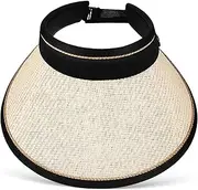 [DEARMAMY] Foldable Straw Beach Hat for Women Wide Brim Sun Visor with Open Top for Maximum Ventilation for Summer Outdoor Activities and Travel