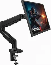 ArcadeX Single Monitor Mount, 13 to 32 Inch Gas Monitor Arm, Adjustable Stand, Vesa Mount with Clamp and Grommet Base - Fits 4.4 to 22lbs LED Computer Monitors (Black)
