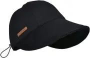 Women Floppy-Cotton-Baseball-Cap Sun-Protection Medium, Black-cotton