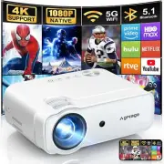 Projector with WiFi and Bluetooth, 5G WiFi Native 1080P 14000L 4K Supported USB