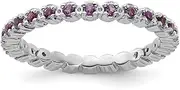 [JewelryWeb] 925 Sterling Silver Polished Prong set Patterned Amethyst Ring Band Style-Ring for Women