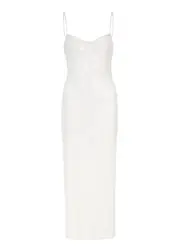 Galvan Verona White Sequin Midi Dress - 12 12
