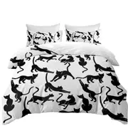 Black and White Cat Silhouettes Quilt Cover