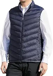 [JEShifangjiusu] Men's Casual Travel Puffer Vest Lightweight Stand Collar Sleeveless Outerwear Puffer Singlet Jacket