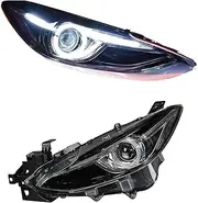 Car Headlight Assembly Compatible For Mazda 3 Axela 2014-2016 Streamer Turn Signal Dynamic Indication Xenon Daytime Running Light(With bulb)
