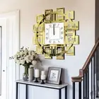 Crushed Diamond Decor Wall Mirror Clocks for Living Room Silver / Golden 60*60cm