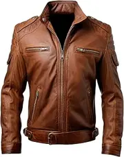 [Sumairah] Mens Classic Aviation Stand Collar Genuine with Military Vintage Pilot Leather Jackets