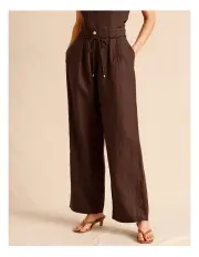 [Piper] European Linen Tailored Pants in Chocolate