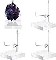Suzile 4 Pcs Adjustable Metal Arm Display Stand Easel with Acrylic Base Rock Display Easel Holder Acrylic Crystal Clear Plate Stand for Geodes Mineral Agate (Silver, 2 x 2 x 3 Inch)