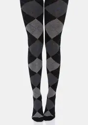 [MeMoi] Gray Textured Argyle Sweater Tights