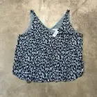 LOFT Shirt Womens XXL Teal Blue Leopard Cheetah Animal Print Tank Top Office Y2K