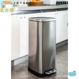 長方形不鏽鋼垃圾桶 腳踏式緩降靜音帶蓋垃圾桶 客廳衛生間防臭高檔室內大號廚房專用垃圾桶 20L 3