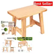 Lightweight 13-Inch Wooden Step Stool - Stylish Brown Bamboo for Home Use