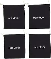 WOONEKY Hair Dryer Drawstring Bags 4 Pack Travel Hair Dryer Canvas Storage Pouches Creative Storage Bag