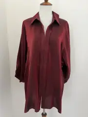 CHICO'S New With Tag Size M-12 (Chico's 2) Shimmer Shine Pleats Razzie Red Top