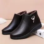 Women's Thermal Plush Lined Snow Boots Flat Slip On Comfort Casual Winter Shoes
