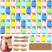 54 Pcs 3.4 oz Mini Glass Jars with Cork Lids Tags and Twines Small Colored