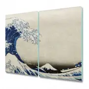 Tempered Glass Bread Board Worktop Saver Great Wave off Kanagawa Art 2x30x52