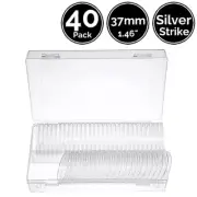 40 Pack 1.46 37 mm Coin Capsule Holders w/ Case Fit 4 $7 Silver Strike
