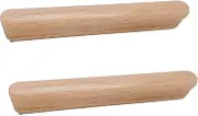 MTSDM 2 Pcs Natural Wood Cabinet Pulls Handles Solid Wood Handles for Kitchen Cabinets, Cabinet Furniture Drawer Knobs Round Wood Drawer Handles Drawer Pull(Length: 6.3" Hole-to-Hole Distance: 5")