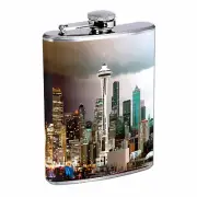 Seattle Space Needle D10 Flask 8oz Stainless Steel Hip Drinking Whiskey