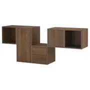 EKET wall-mounted cabinet combination, with 2 drawers/walnut effect, 175x35x70 cm