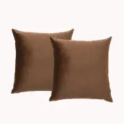 Renee Taylor Poly Velvet Printed Toffee 50x50cm Twin Pack Filled Cushion