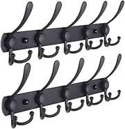 Coat Rack Wall Mount Coat Rack Wall Mount 8-Tri-Hooks Heavy Duty Coat Hanger Rail Wall Hooks for Hanging Coats Hats Clothing Cloth Wall Coat Hooks
