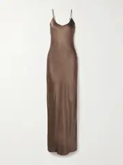 [Nili Lotan] Nili Lotan - Cami Silk-satin Gown - Brown - large large Brown