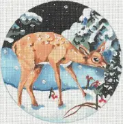 Needlepoint Handpainted Christmas Joy Juarez Fawn 5.5"