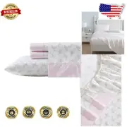 Lynda Pink Twin Sheet Set - Floral Percale Cotton, Machine Washable, Soft Touch