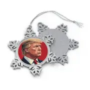 Donald Trump Christmas "Make Christmas Great Again" Pewter Snowflake Ornament