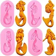 Zixiang Mermaid Silicone Fondant Mold For Cake Decorating Candy Chocolate Gum Paste Polymer Clay Set Of 4