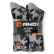 AND1® Men's Limited Edition Crew Socks "ARCH COMPRESSION~Reinforced Heel & Toe"