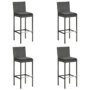 Garden Bar Stools with Cushions 4 pcs Grey Poly Rattan