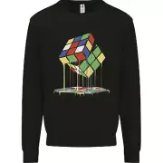 Dripping Rubix Cube Funny Puzzle Kids Sweatshirt Jumper