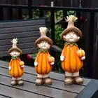 3pcs Funny Scarecrow Figurine Ceramic Miniature Pumpkin Statue Gift