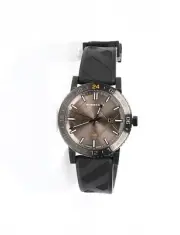 Burberry 289488 The City Gmt Check Black Silicone Strap Watch Bu9341